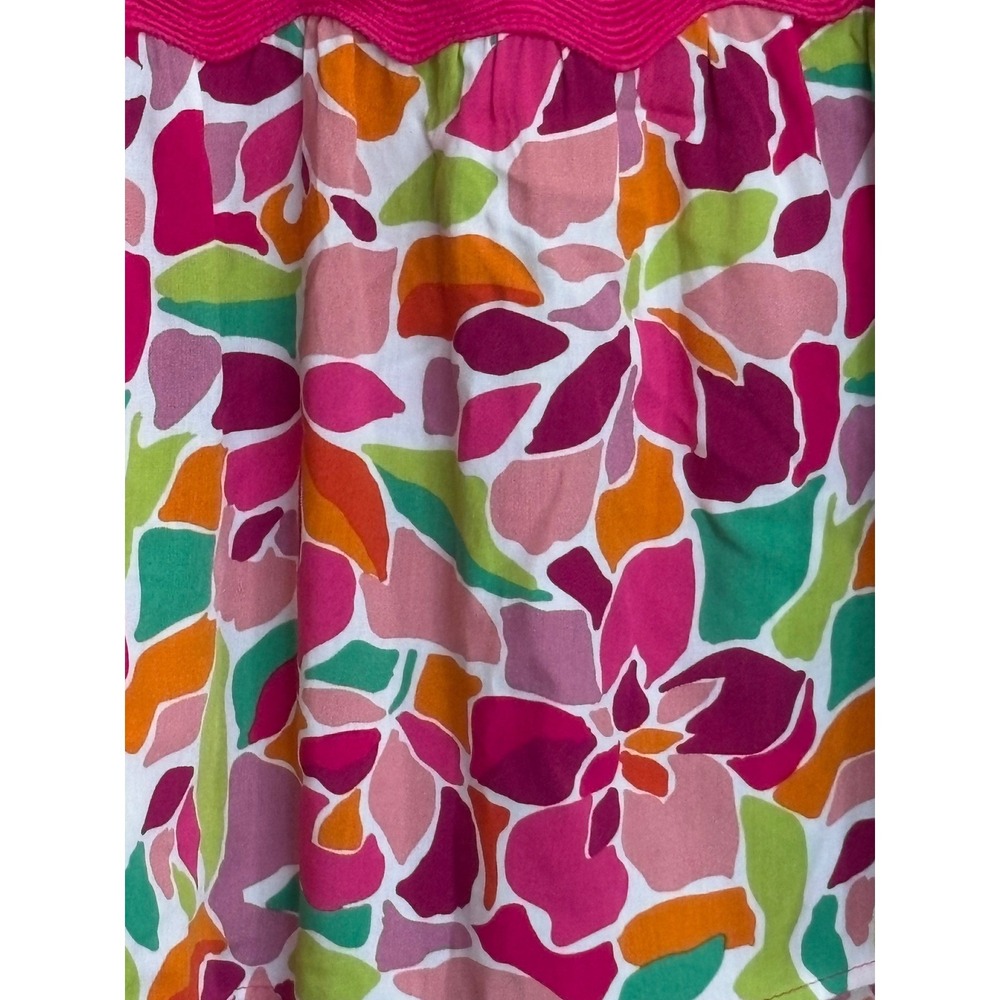 Umgee Boho Floral Babydoll Top Pink Multi Short Sleeve Ric Rac Trim Large - Picture 3 of 6